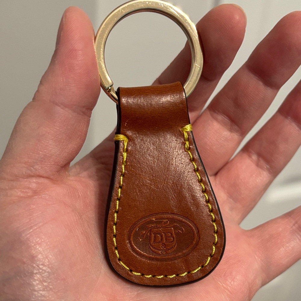 Dooney & Bourke Brown Leather Key Holder with Gold Ring